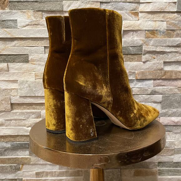 Sam Edelman 8.5 Codie Rust Velvet Ankle Boots | Block Heel, Luxe Holiday Shoe - Picture 6 of 11
